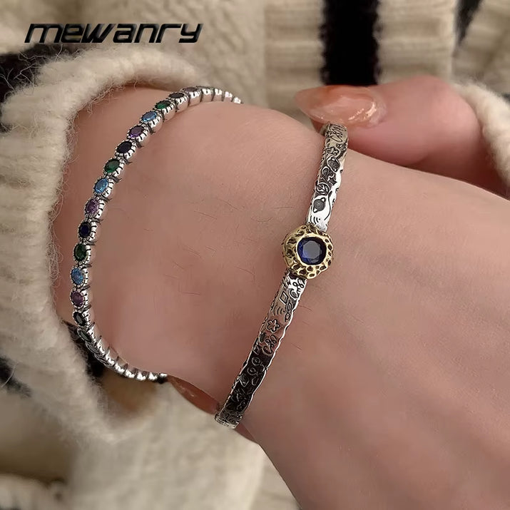 Blue Zircon Bracelet for Women Classic Opening New Trends Punk Creative Personality Birthday Jewelry Gifts Wholesale