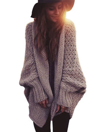 BOHO Winter Cardigans for Women Oversize Batwing Sleeve Sweaters Long Cardigan Female Knitted Clothes Khaki Jackets