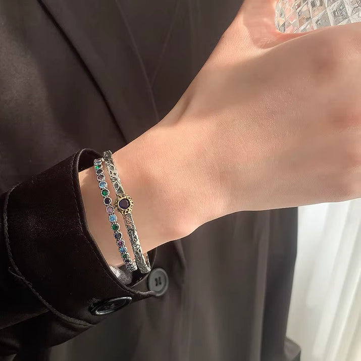 Blue Zircon Bracelet for Women Classic Opening New Trends Punk Creative Personality Birthday Jewelry Gifts Wholesale