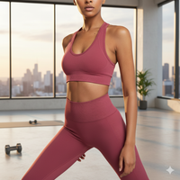 2Pcs Seamless Hyperflex Workout Sport Outfits for Women Sportswear Athletic Clothes Gym Long Sleeve Crop Top High Waist Leggings