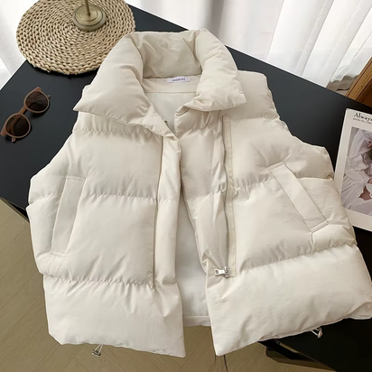 Women Fashion Autumn New 2024 Stand Collar Elegant down Coats Warm Outerwear Casual Belt Sleeveless Winter Women Vests Jackets